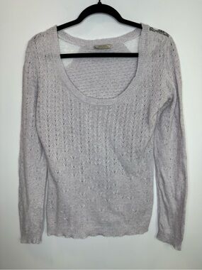 Nina Ricci Light Lavender Scoop Neck Open-Knit Sweater cashmere blend pointelle